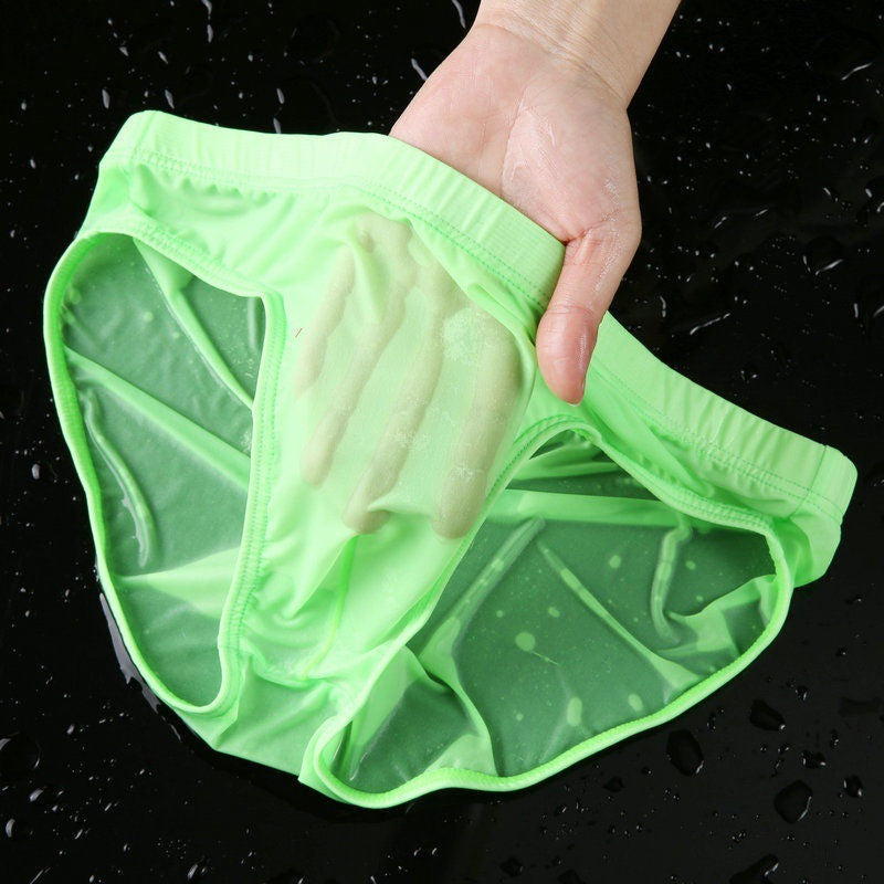 Simple Solid Color Men's Seamless Ice Silk Transparent Shorts