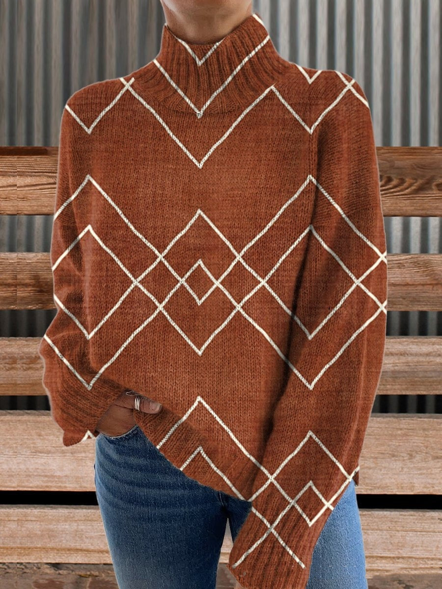 StripeSphere™ 3D Turtleneck Sweater