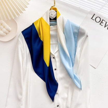 Simple  Wild Fashion Color Matching Color Simulation Silk Square Scarf