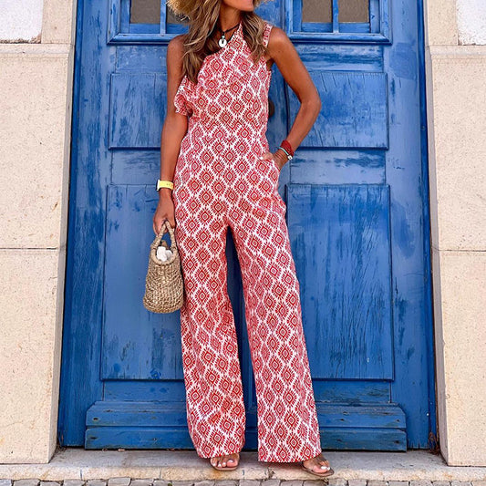 AuraCurve Diagonal Print Jumpsuit