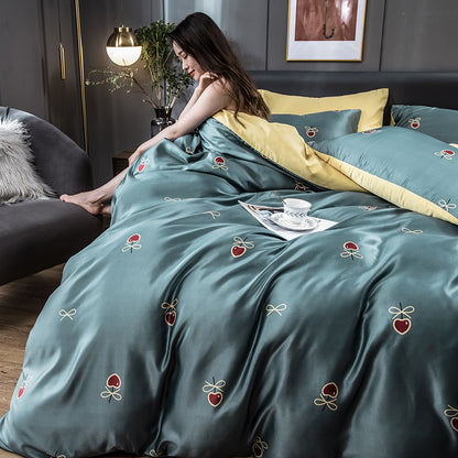 Four-piece Set Of Light Luxury Feng Shui Silk Ice Silk Bed