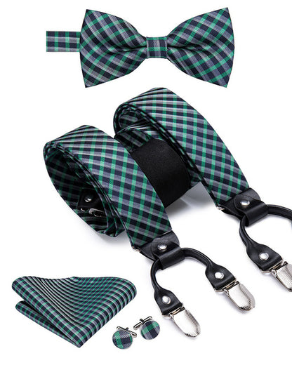 Luxury Silk Men's Sling Leather Metal 6-clip Bra