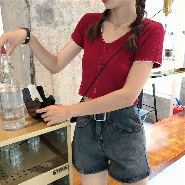 Short sleeve ice silk sweater