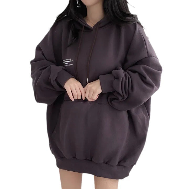 Velvet Padded Hooded Sweatshirt Women's Coat