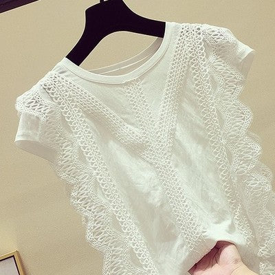 Hollow Lace Ice Silk Cotton Short Sleeves