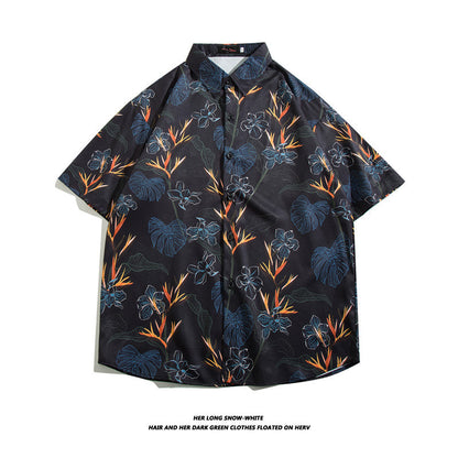 Fashionable Hawaiian Ice Silk Inch Shirt Man