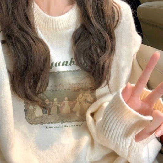 VintageEase Printed Pullover