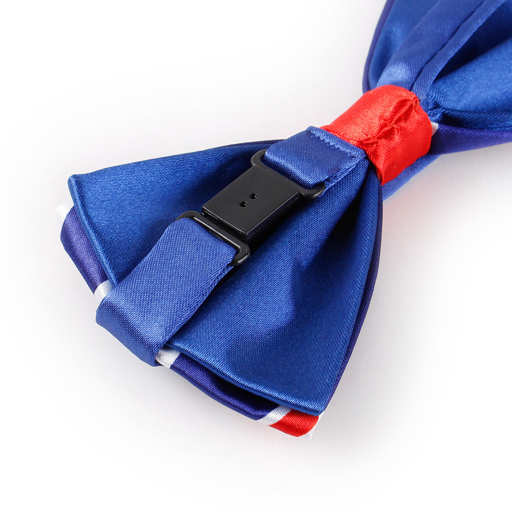 Silk Flag Printed Bow Banquet Party Men's Collar Accessories