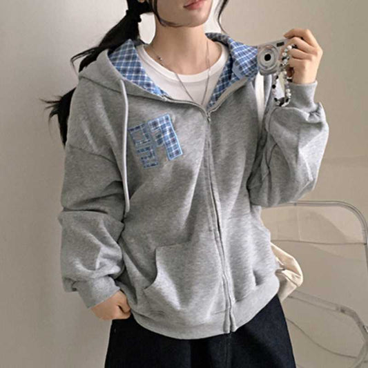 RetroStitch Plaid Zip Sweater