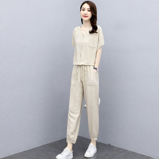 Élan Grace Cotton-Linen Co-Ord Set