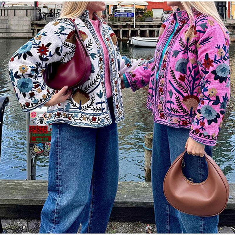 Artistry Round Neck Print Coat