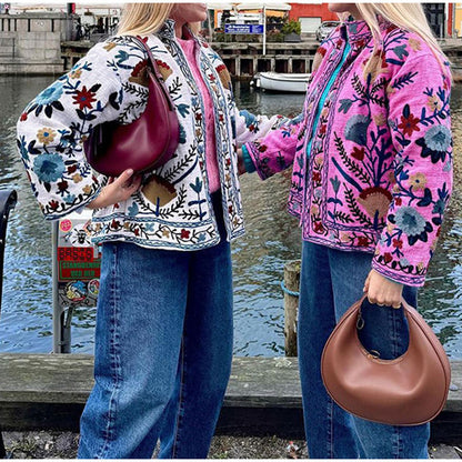 Artistry Round Neck Print Coat