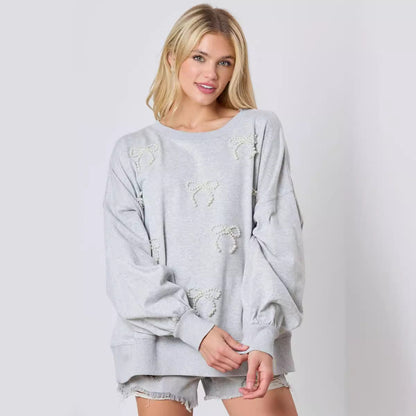 EleganceBow Pearl Sweatshirt