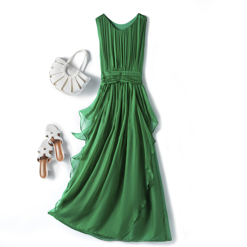 Temperament  Silk Vest Long Skirt