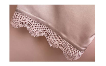 Pajama Lady Ice Silk Long Sleeve Plain Lace