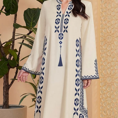 Desert Bloom V-Neck Robe Dress