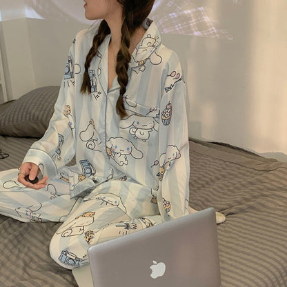 Women's High-end Ice Silk Pajama Set