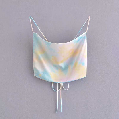 Women's French Style Silk Satin Textured Short Top
