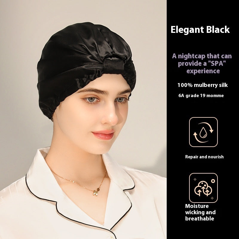 Home Silk Nightcap Women's Air-conditioned Room Mulberry Silk Sleep Anti-random Hair