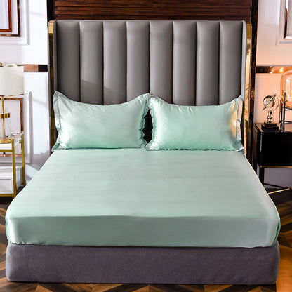 Popular Washed Silk Fitted Sheet Solid Color Home Textile Fitted Sheet
