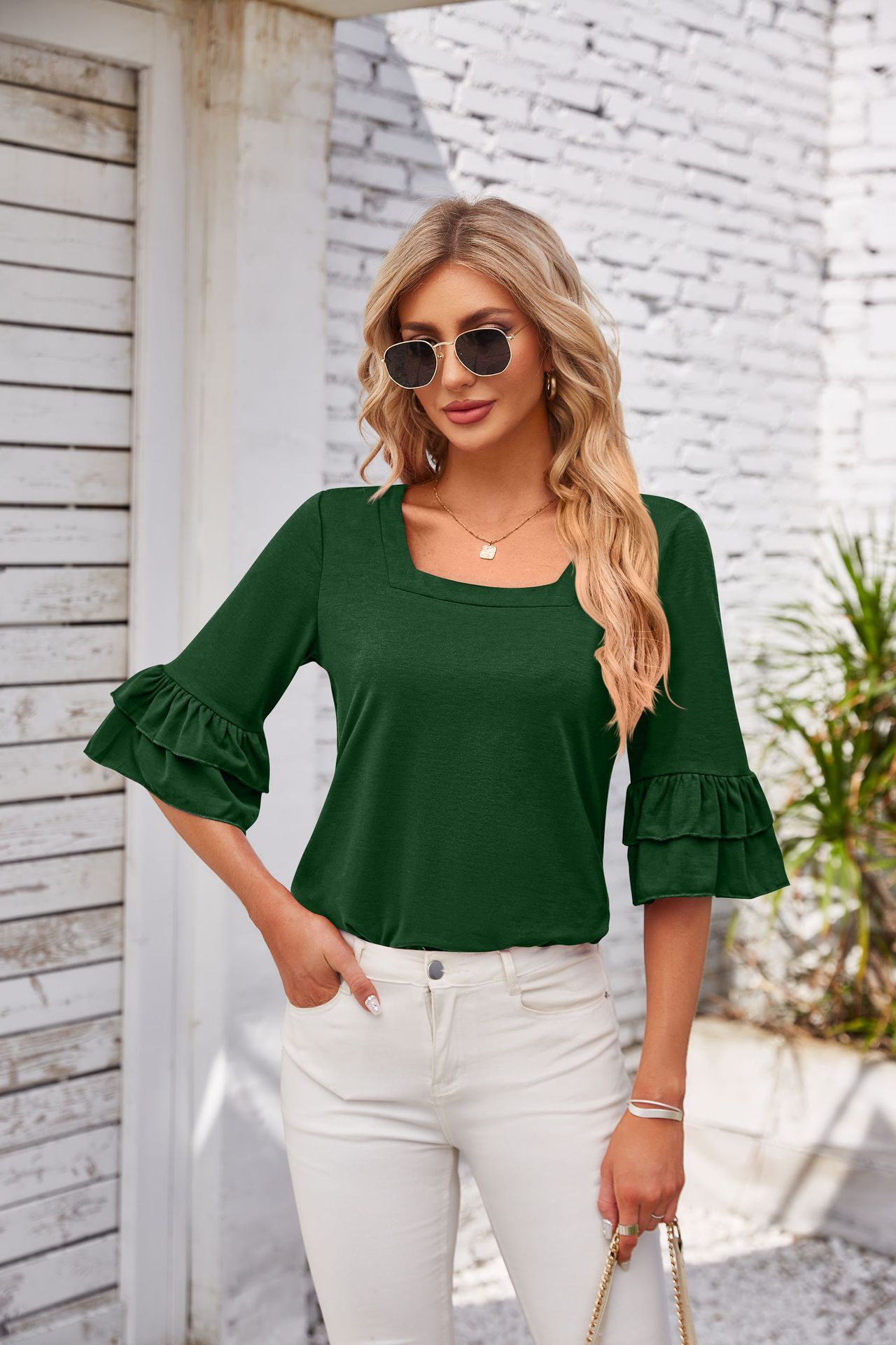 BelleEase Ruffle Square Tee