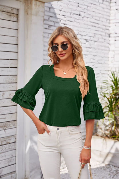 BelleEase Ruffle Square Tee