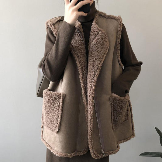 Autumn And Winter Lamb Wool Vest Women