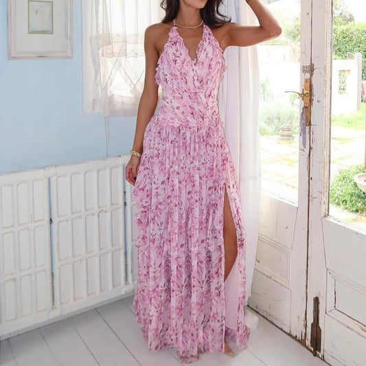 Serena Sky Halter Maxi Dress
