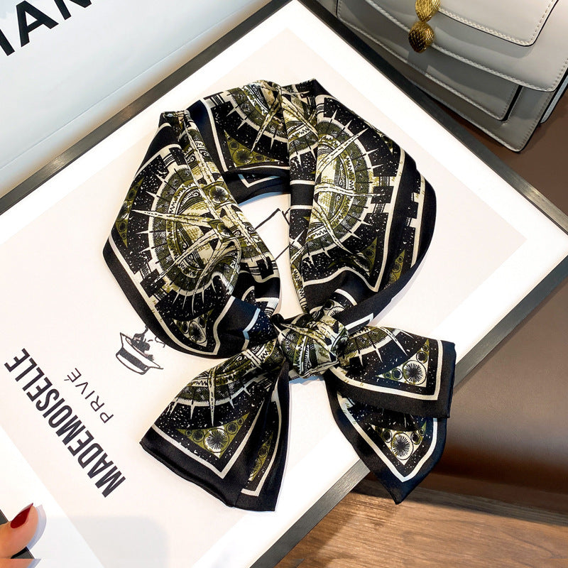 Ink Painting Boxer Small Silk Scarf Fashion Decoration