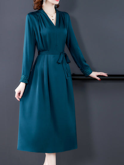 Heavy Silk Long-sleeved Dress Silk Spring Dress