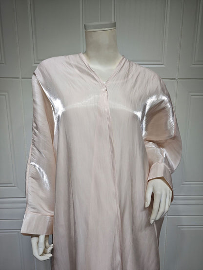 Muslim Bright Silk Satin Batwing Sleeve Robe