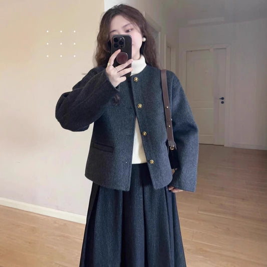 LanaMist Woolen Crop Coat