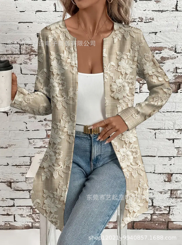 ArtEase Printed Mid-length Jacket
