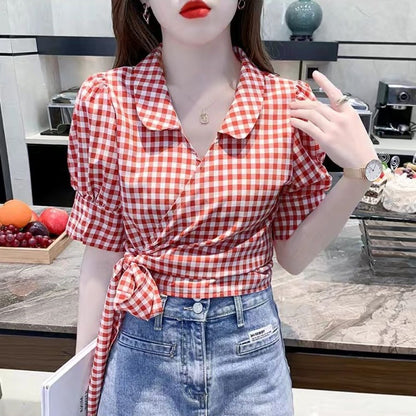 ChériePlaid Puff Shirt