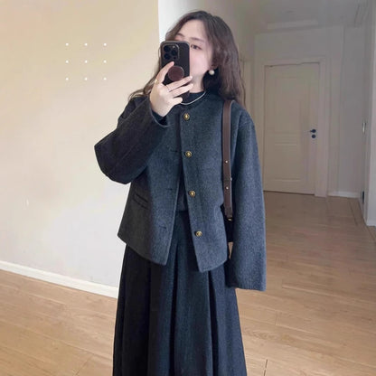 LanaMist Woolen Crop Coat