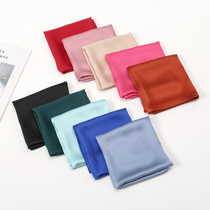 Solid Color Silk Scarf Women's Thin Decorative Scarf