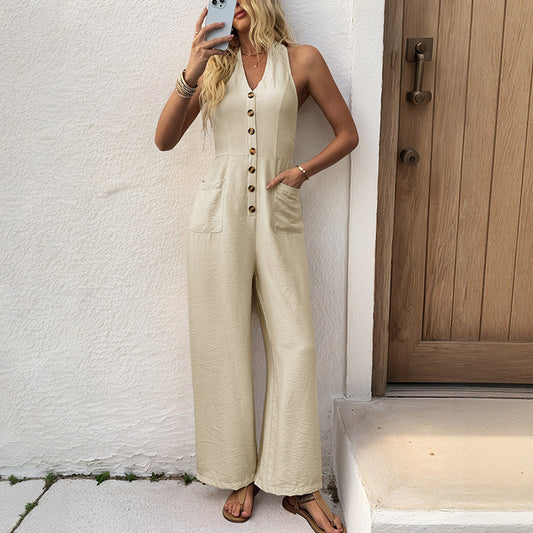 LineaFlow Wide-Leg Halter Jumpsuit
