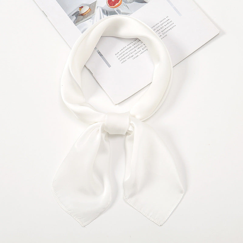 Solid Color Silk Scarf Women's Thin Decorative Scarf