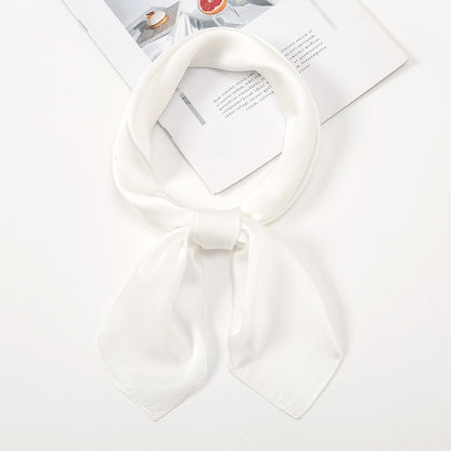 Solid Color Silk Scarf Women's Thin Decorative Scarf