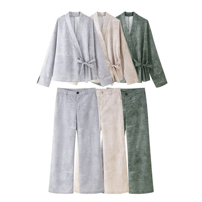 EmbroiLuxe Wide-Leg Set