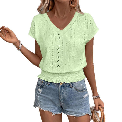 Airelace Smocked V-Neck Tee