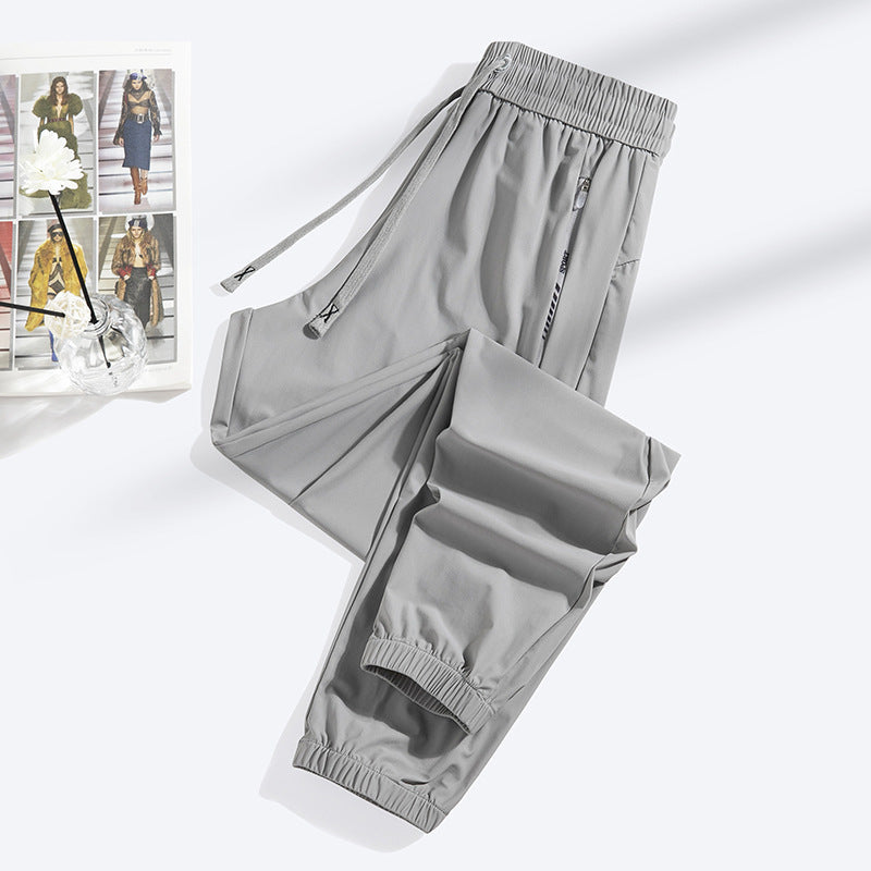 Fashion Straight Closed Ice Silk Leggings Women