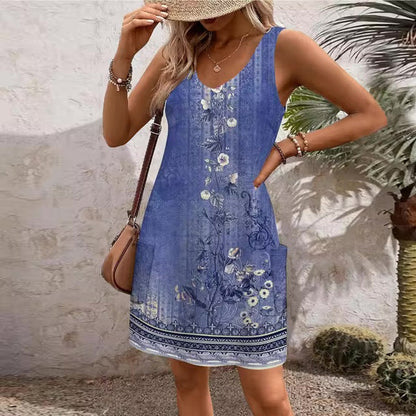 Sunset Mirage V-Neck Dress
