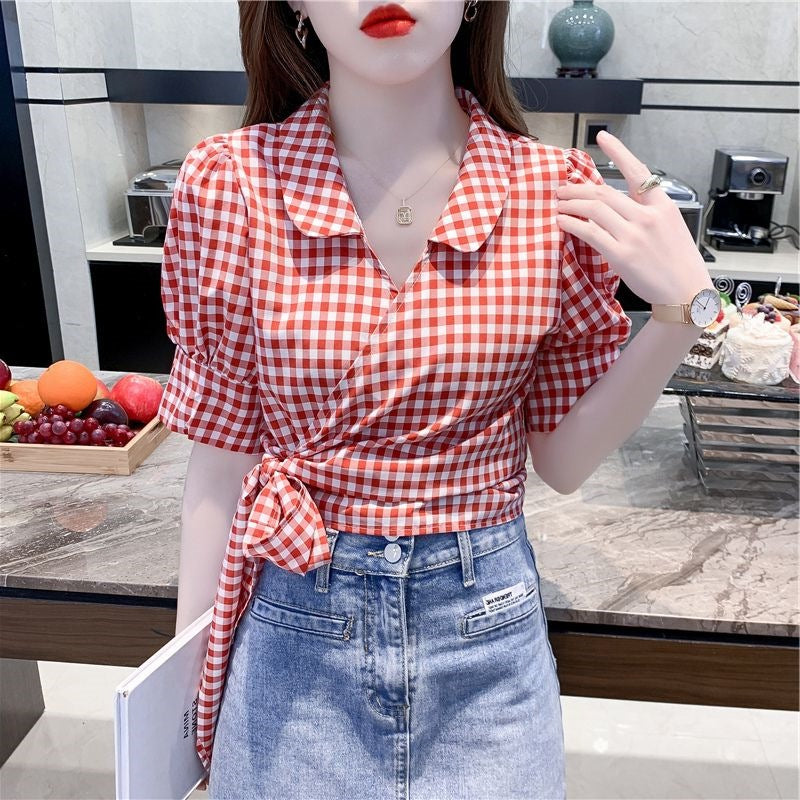 ChériePlaid Puff Shirt