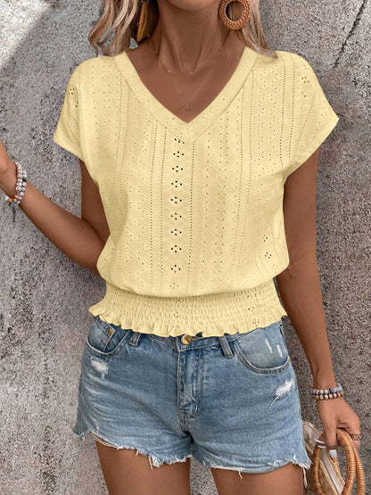 Airelace Smocked V-Neck Tee