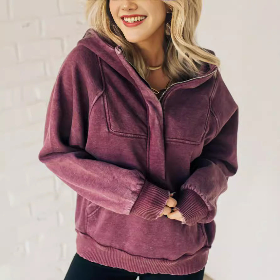 Zentra Half-Zip Washed Hoodie