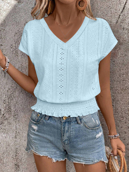 Airelace Smocked V-Neck Tee