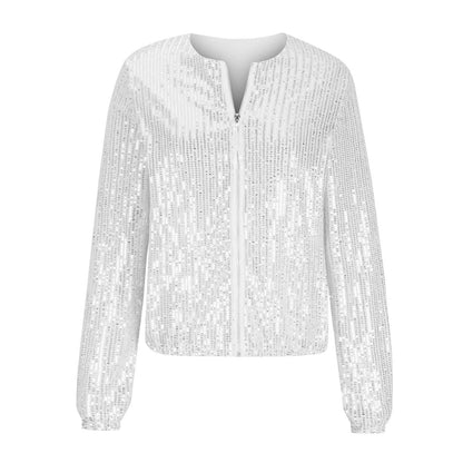 GlimmaZip Sequin Crop Jacket