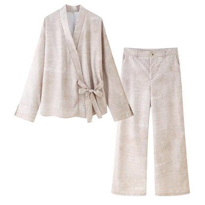 EmbroiLuxe Wide-Leg Set