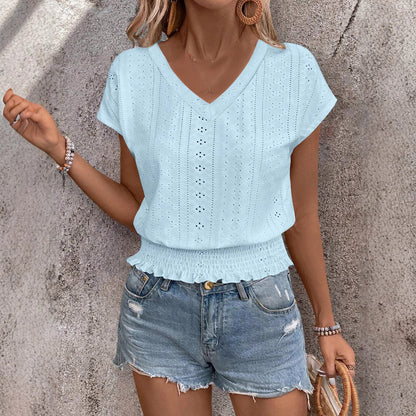 Airelace Smocked V-Neck Tee